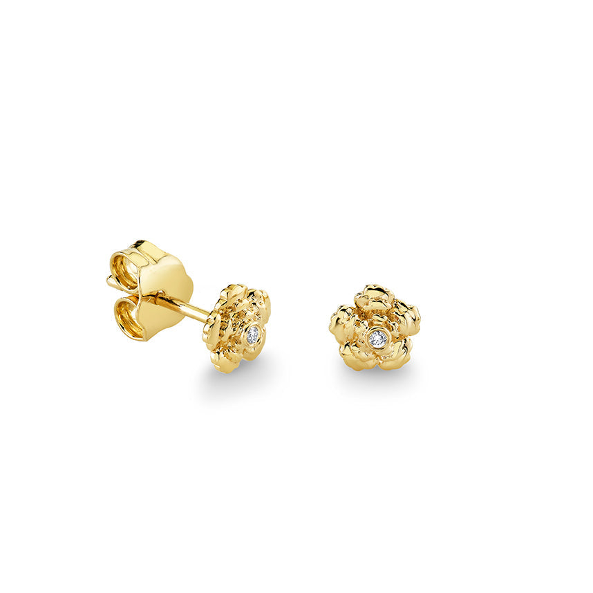Kids Collection Gold & Diamond Tiny Begonia Stud - Sydney Evan Fine Jewelry