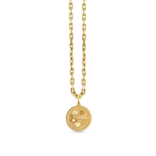 Gold & Diamond Iconography Circle Charm
