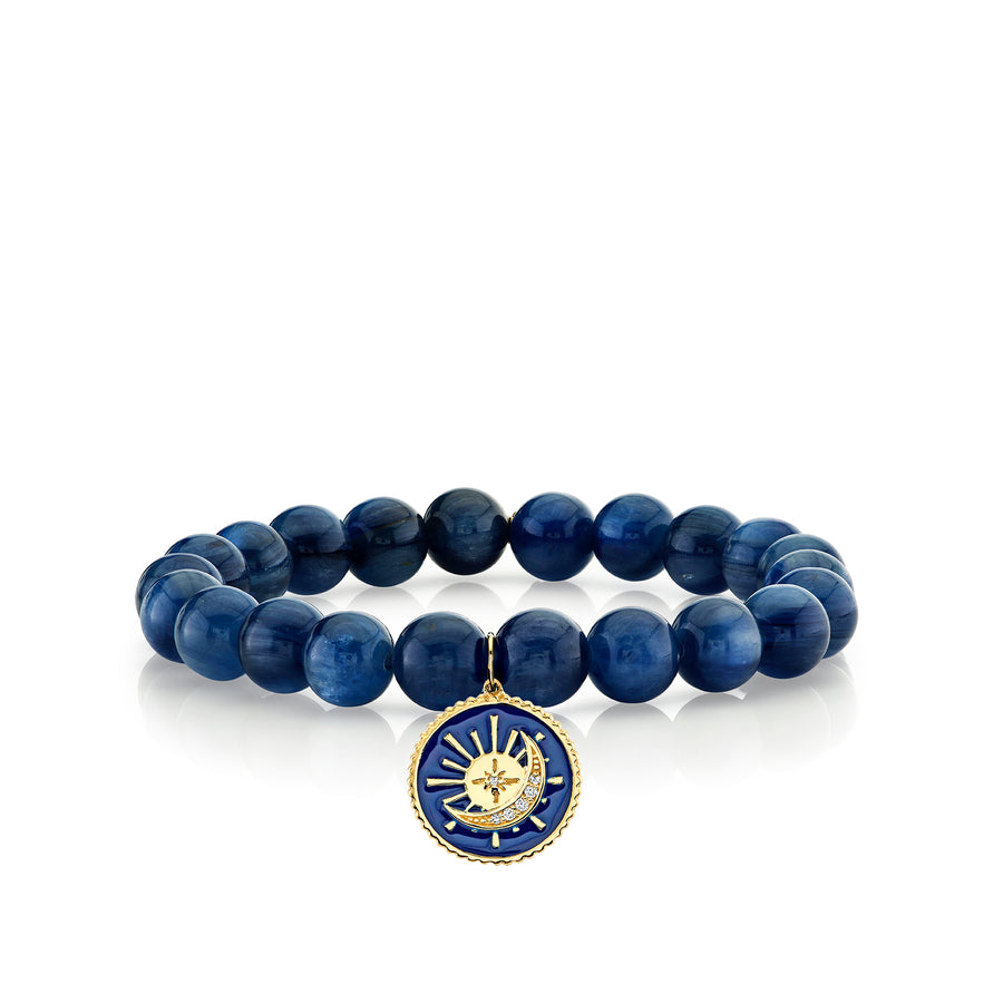 Gold & Diamond Sun & Moon Medallion on Kyanite - Sydney Evan Fine Jewelry