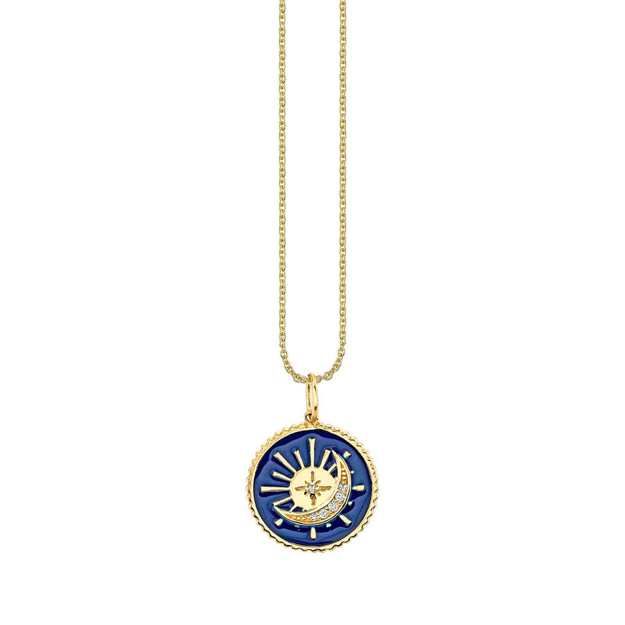 Gold & Diamond Sun & Moon Medallion - Sydney Evan Fine Jewelry