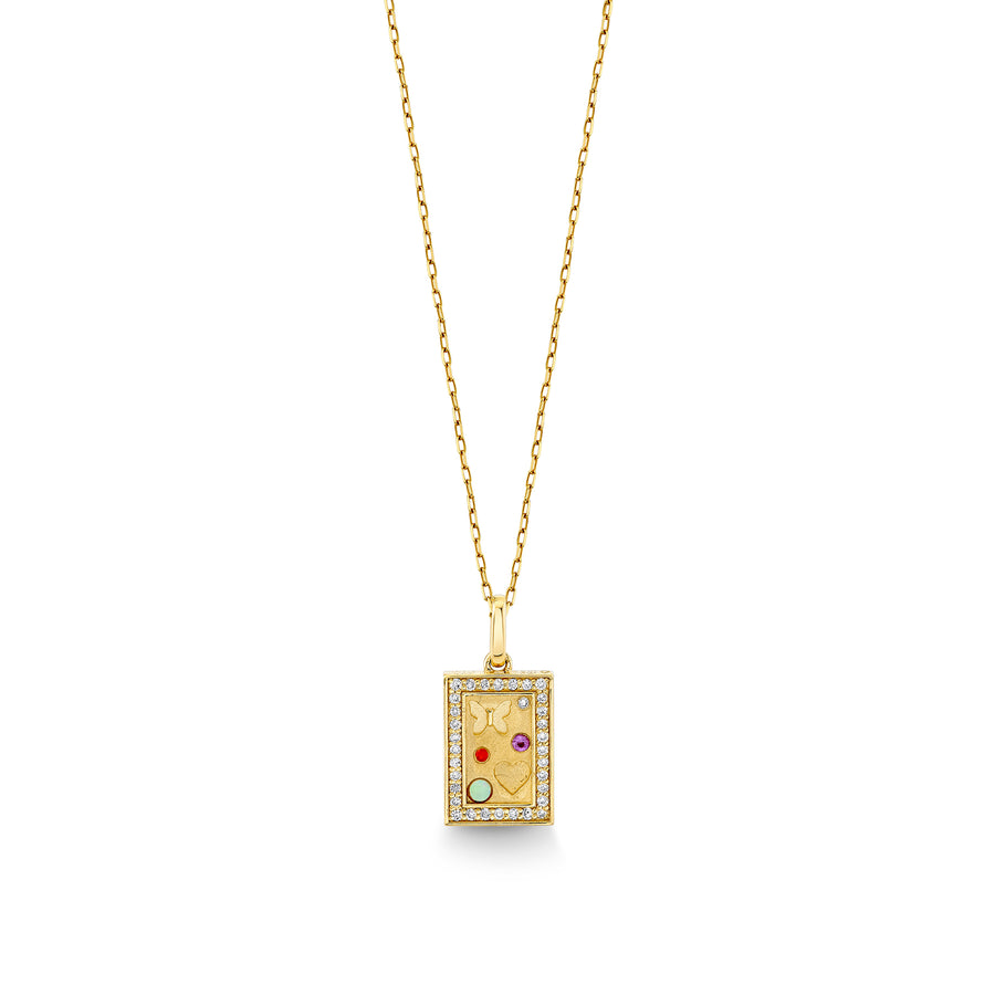 Gold & Diamond Iconography Rectangle Charm - Sydney Evan Fine Jewelry