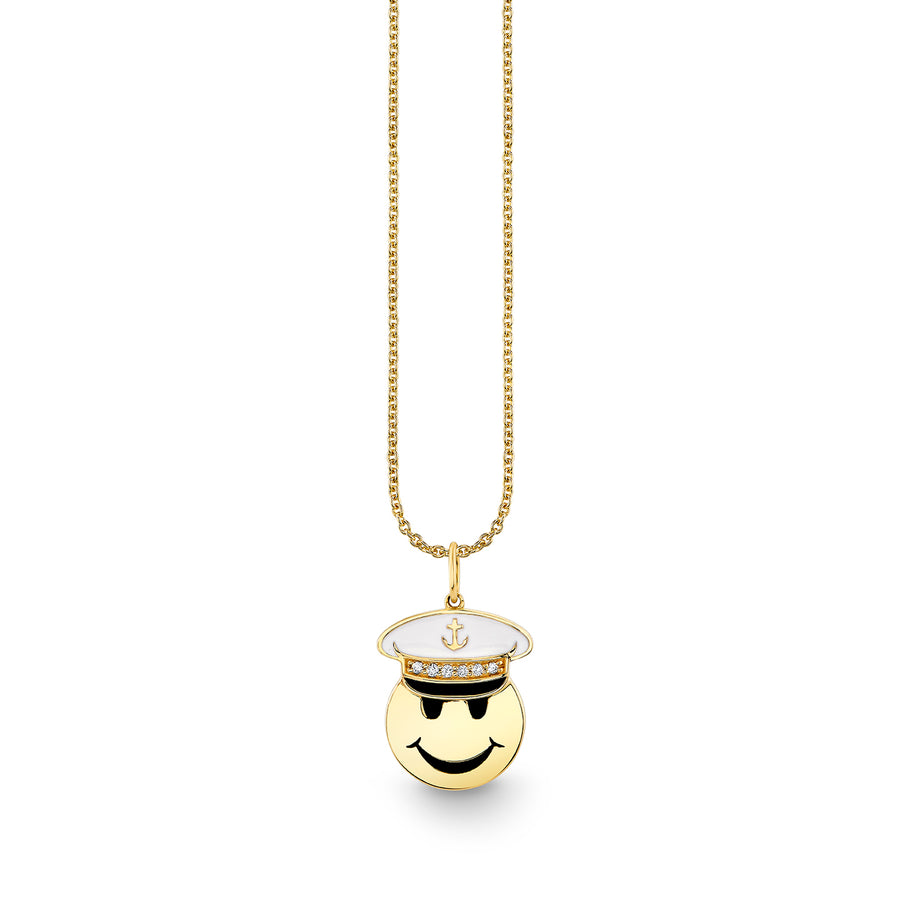 Gold & Diamond Captain Happy Face Charm - Sydney Evan Fine Jewelry