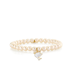 Gold & Enamel Dove on Pearls - Sydney Evan Fine Jewelry