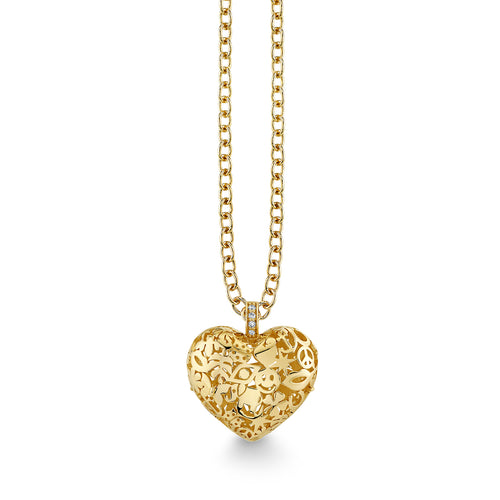 Gold & Diamond Puffy Icon Wallpaper Heart Charm