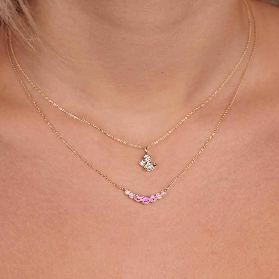Gold & Pink Sapphire Graduated Bezel Necklace - Sydney Evan Fine Jewelry