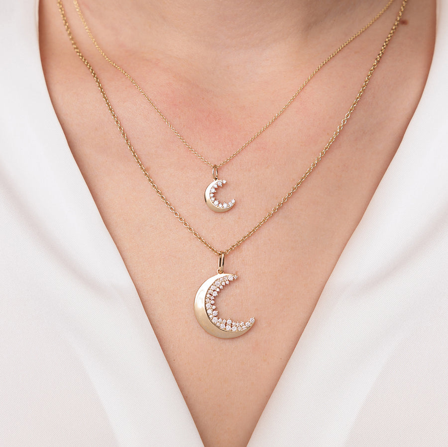 Gold & Diamond Small Cocktail Crescent Moon Charm - Sydney Evan Fine Jewelry