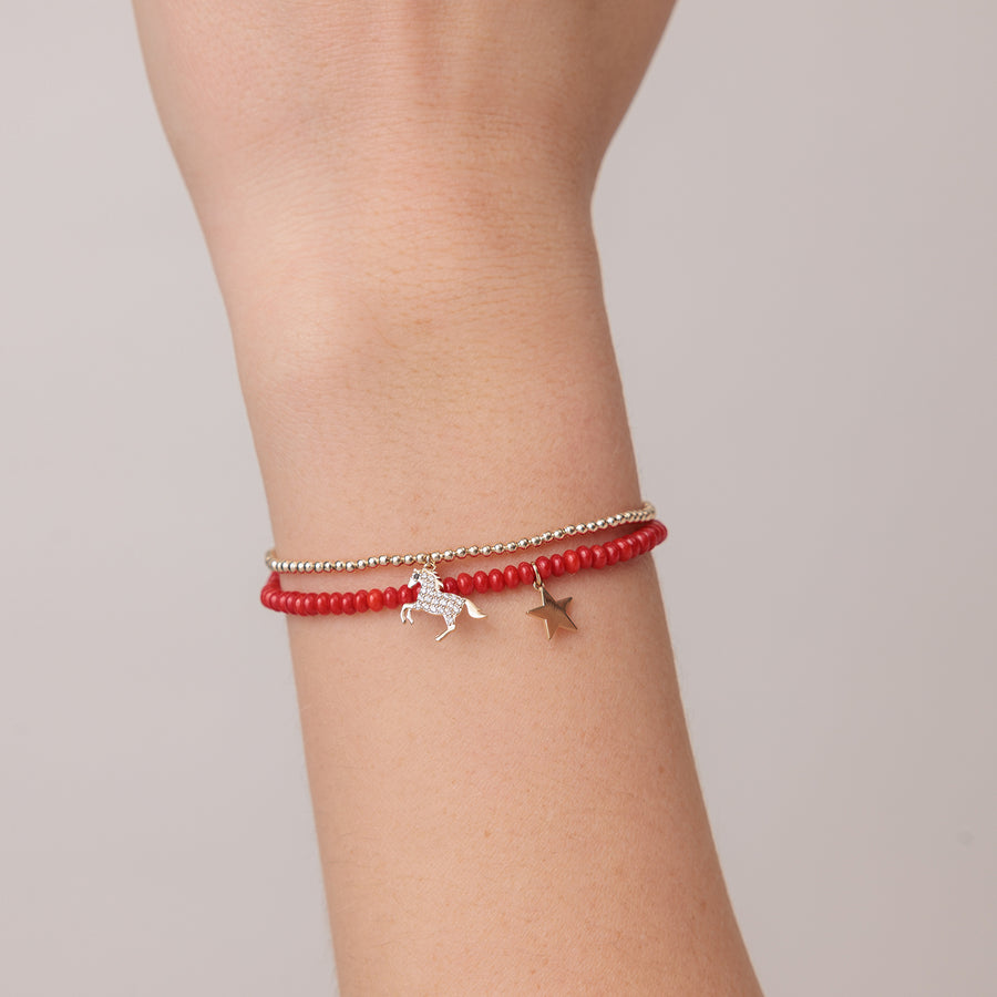 Pure Gold Tiny Star on Red Bamboo Coral - Sydney Evan Fine Jewelry
