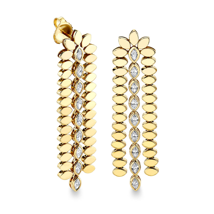 Gold & Diamond Marquise Eye Long Drop Earrings - Sydney Evan Fine Jewelry