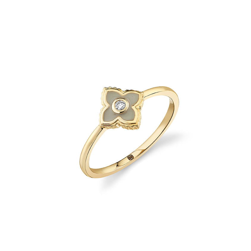 Gold & Diamond Enamel Moroccan Flower Ring - Sydney Evan Fine Jewelry