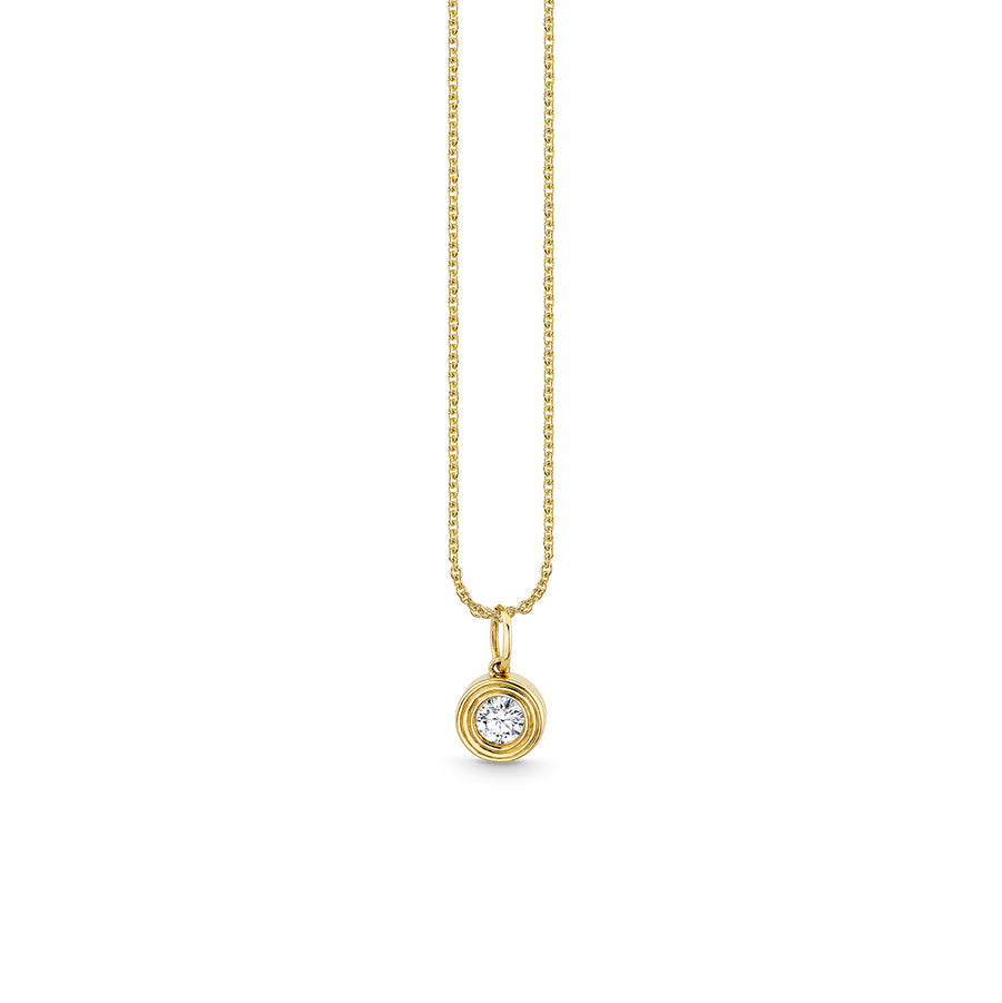 Gold & Diamond Fluted Single Diamond Charm - Sydney Evan Fine Jewelry
