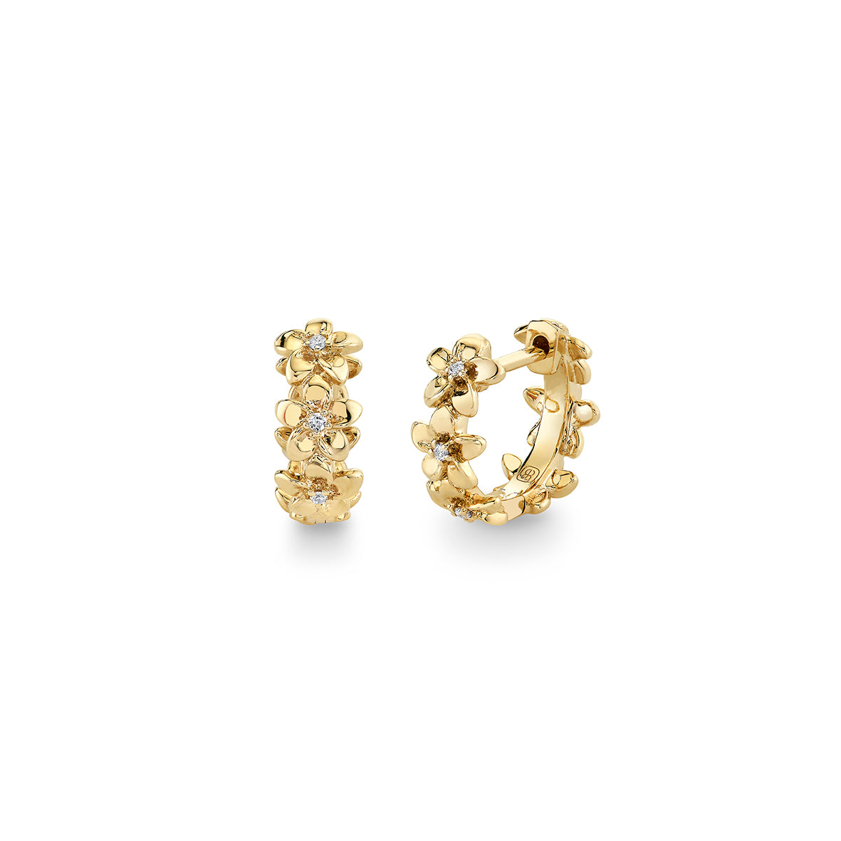 ペアピアス【SYDNEY EVAN】タイニーデイジーハギーフープ Shop Sydney Evan 14k Gold & Diamond Tiny Daisy Huggie Hoops