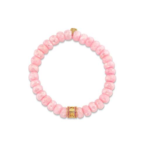 Gold & Pink Sapphire Wicked Icon Rondelle on Pink Grapolite