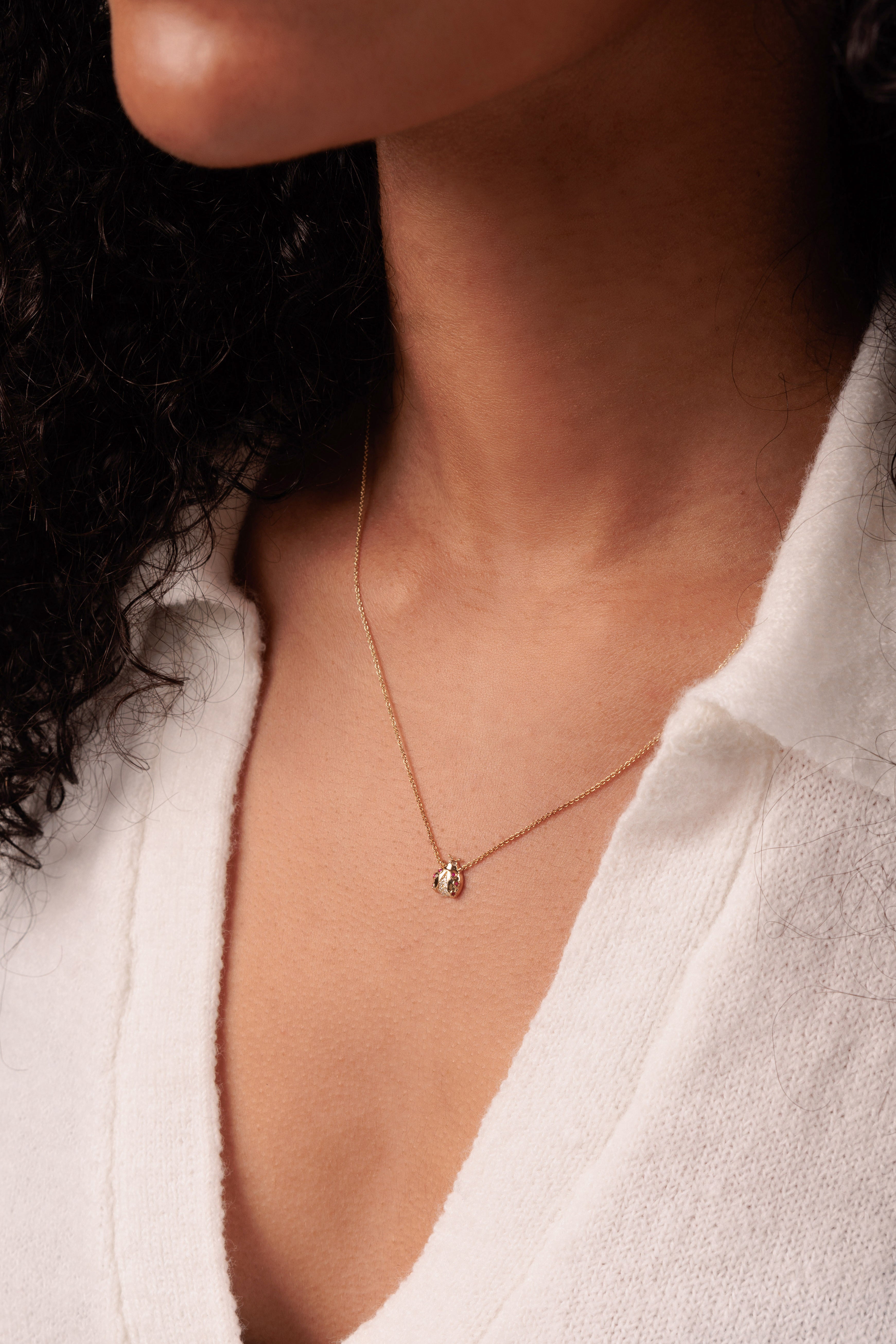 Shop Sydney Evan 14k Gold & Diamond Open Wing Ladybug Necklace