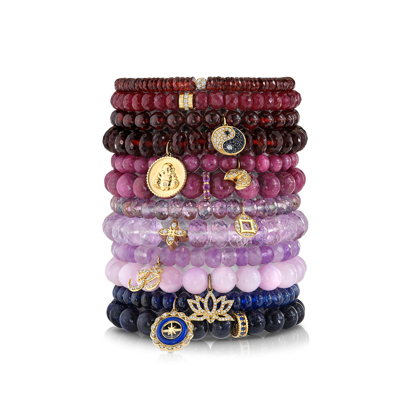 SYDNEY EVAN ブレスレット Shop Sydney Evan 14k Gold & Diamond 4mm Pave Ball on Garnet