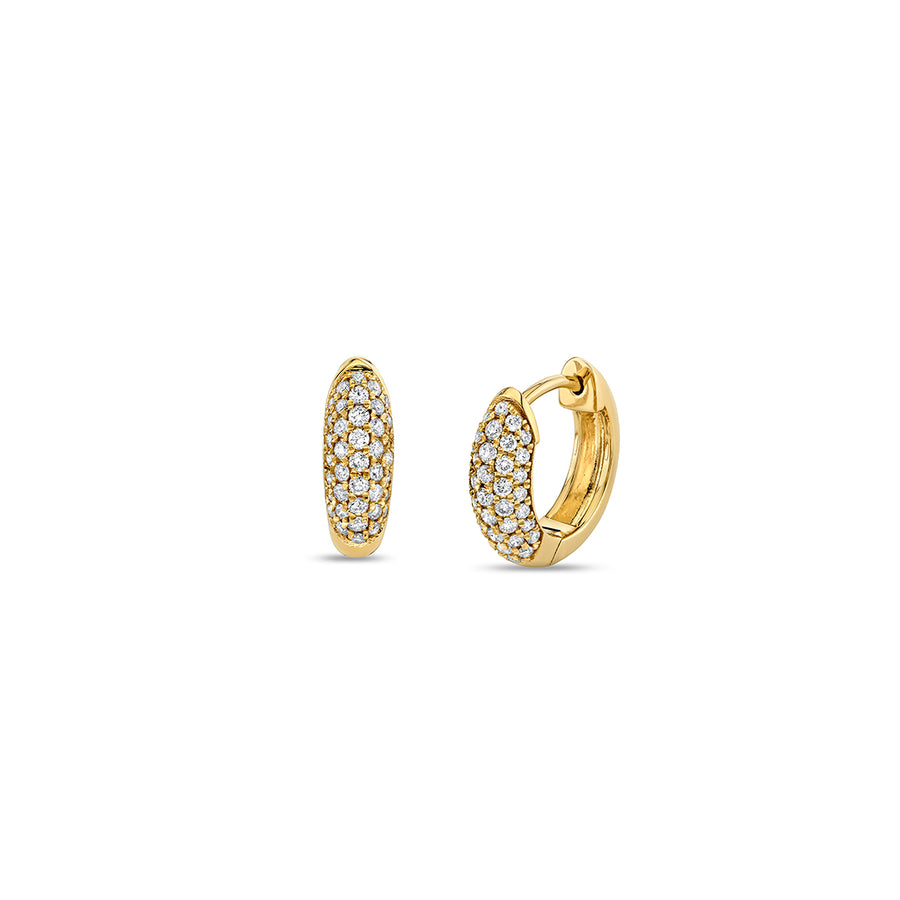 Gold & Diamond Puffy Huggie Hoop - Sydney Evan Fine Jewelry