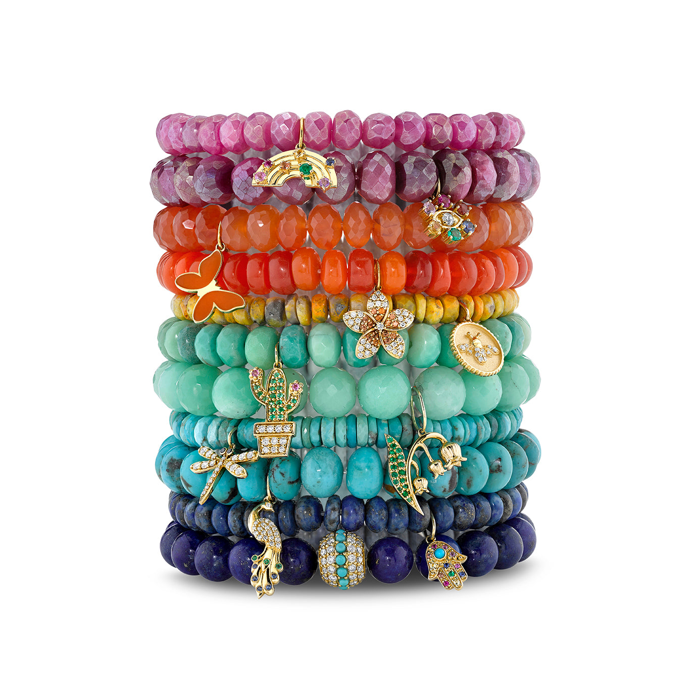 Shop Sydney Evan 14k Gold & Rainbow Hamsa on Lapis