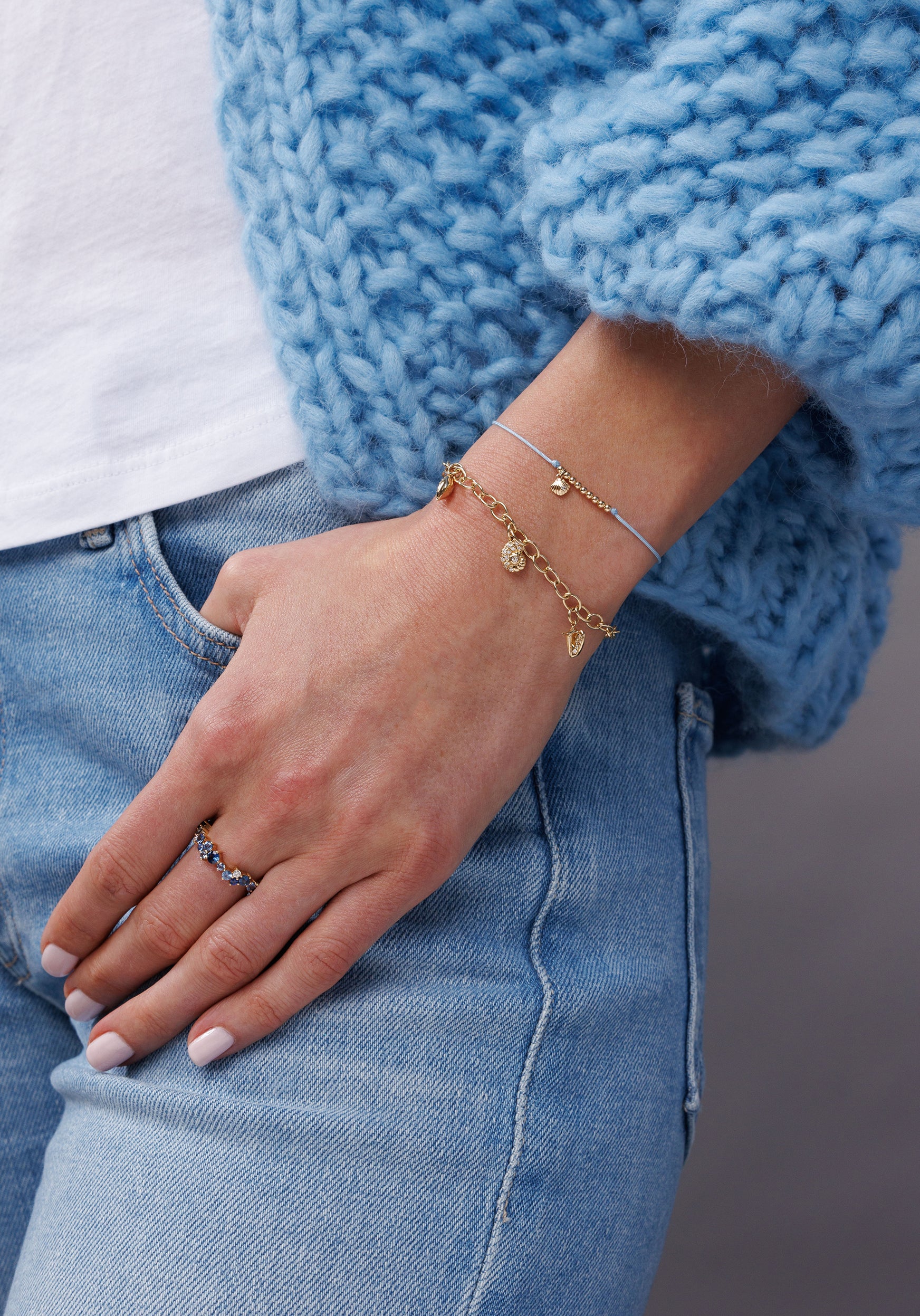 Shop Sydney Evan 14k Gold & Diamond Multi Shell Charm Bracelet