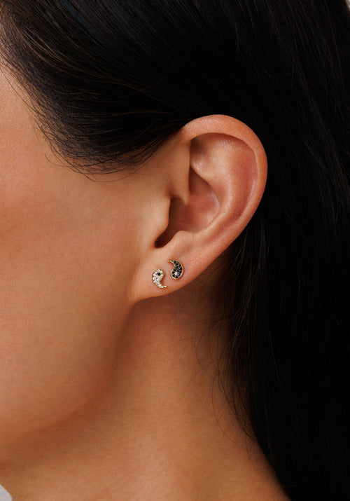 Gold & Diamond Yin Yang Stud