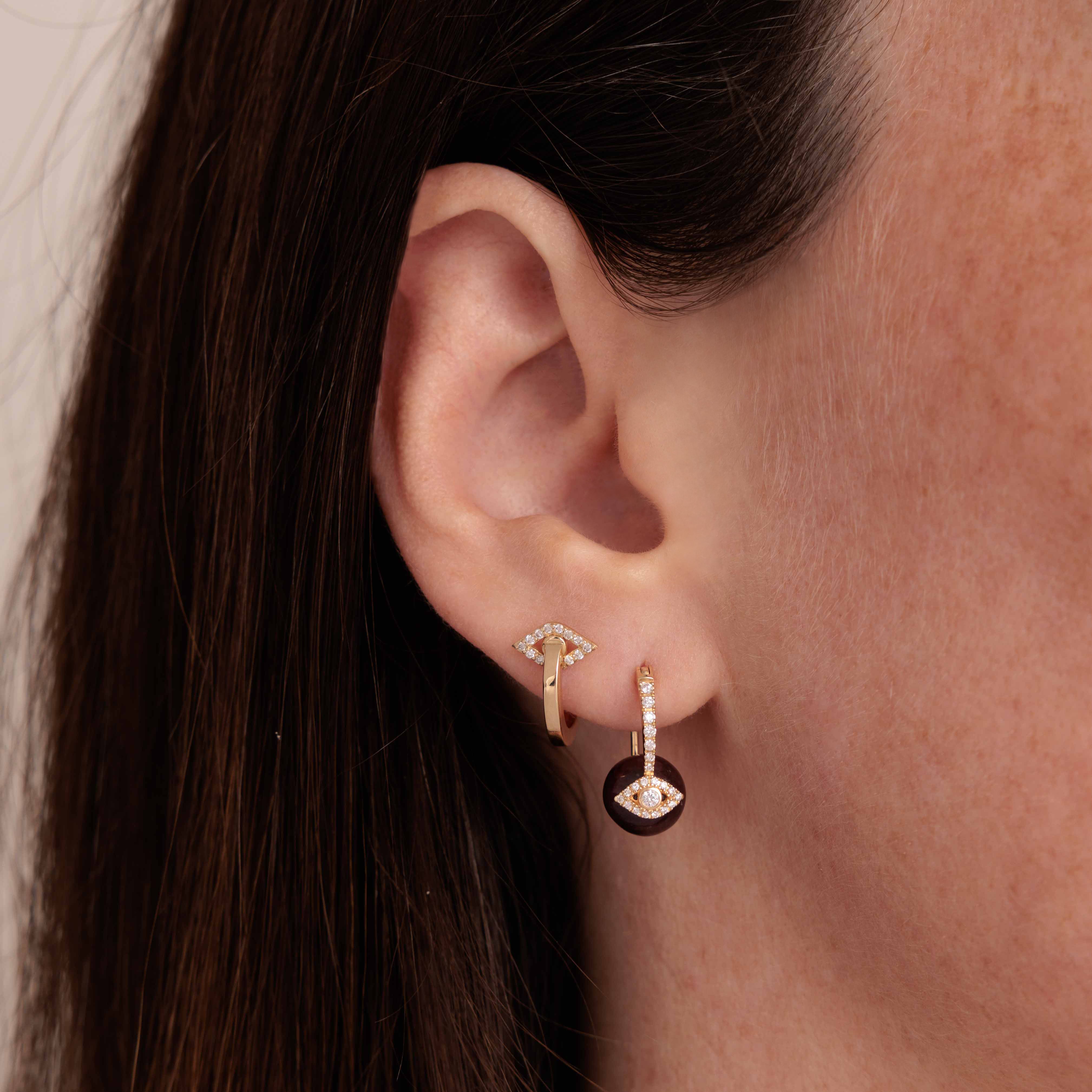 シングルピアス【SYDNEY EVAN】ゴールド＆ダイヤモンド 6mm Sydney Evan Cocktail 14k Gold Diamond Huggie Hoop Earrings