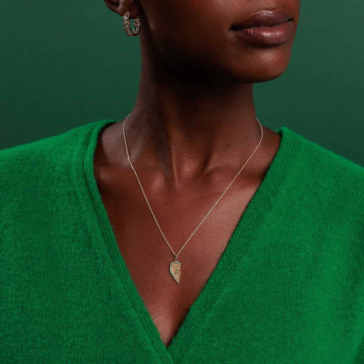国内で当店のみ 666999 - Emerald Edge heart necklace 14k Yellow Gold Emerald and Diamond Heart Shaped Pendant