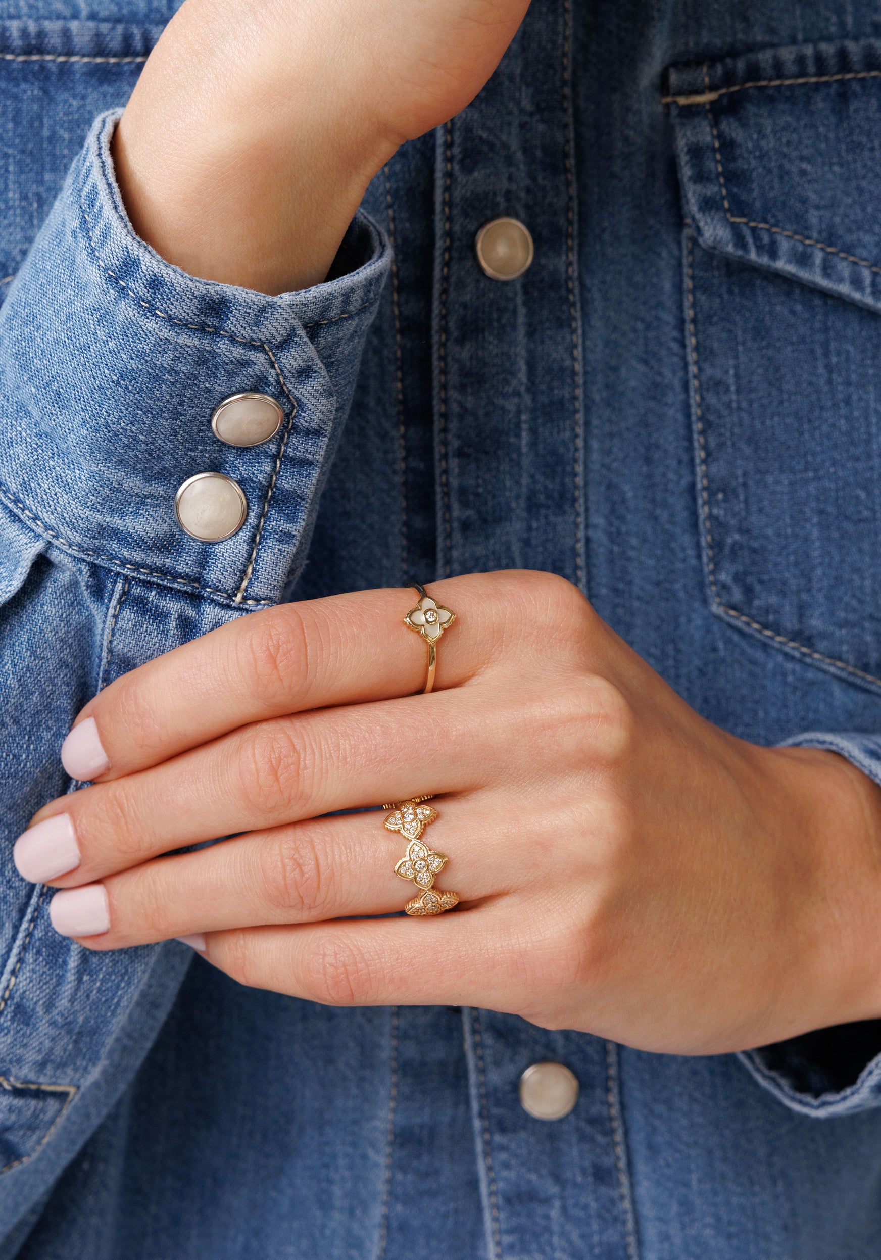 Shop 14k Gold & Diamond Enamel Moroccan Flower Ring – Sydney Evan