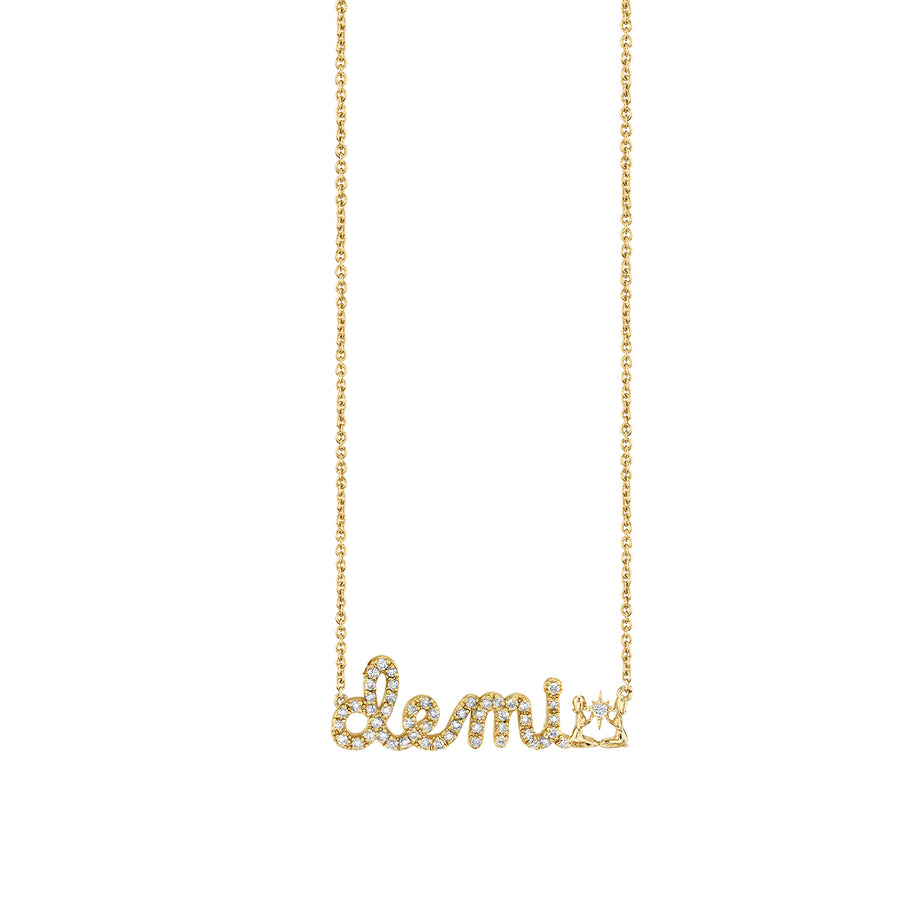 Gold & Diamond Small Custom Script Gemini Zodiac Necklace - Sydney Evan Fine Jewelry