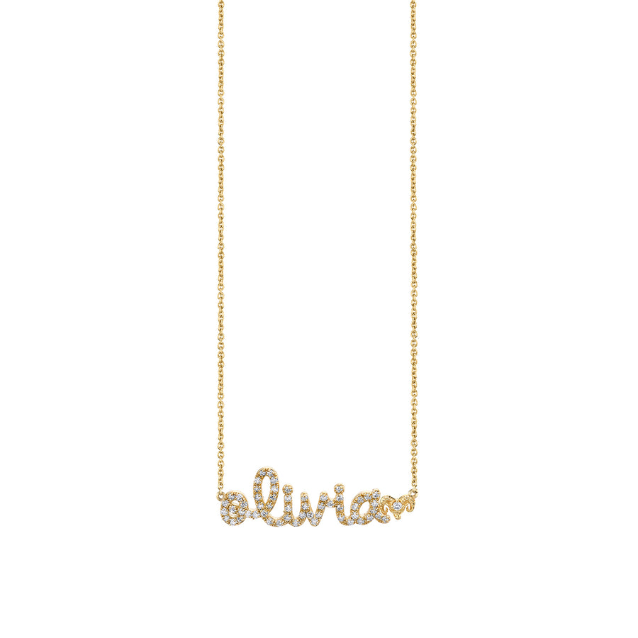 Gold & Diamond Small Custom Script Aries Zodiac Necklace - Sydney Evan Fine Jewelry