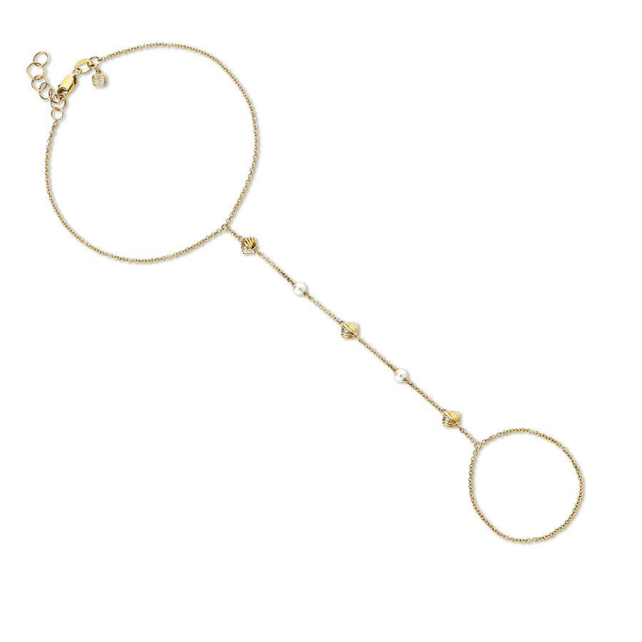 Gold & Diamond Clam Shell & Pearl Princess Bracelet - Sydney Evan Fine Jewelry