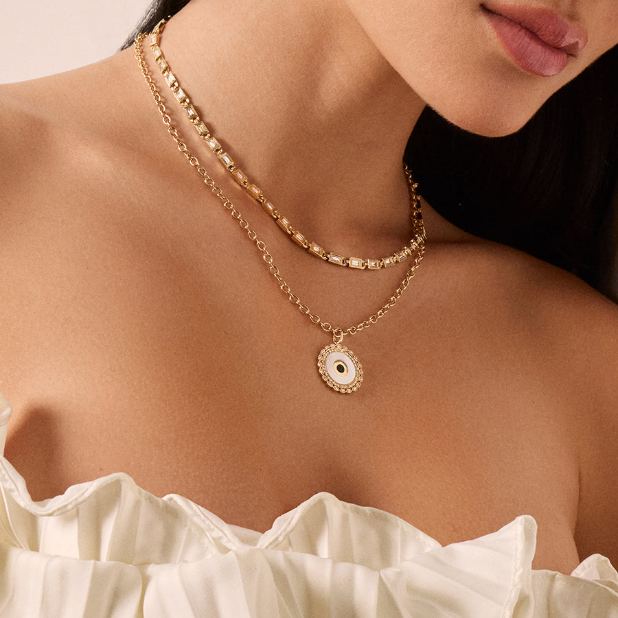 Gold & Diamond Fluted Baguette Eternity Necklace - Sydney Evan Fine Jewelry