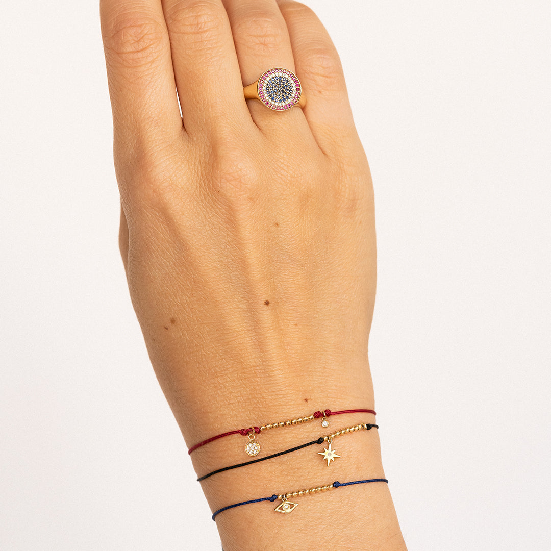 Shop Sydney Evan 14k Gold Diamond Tiny Evil Eye Cord Bracelet