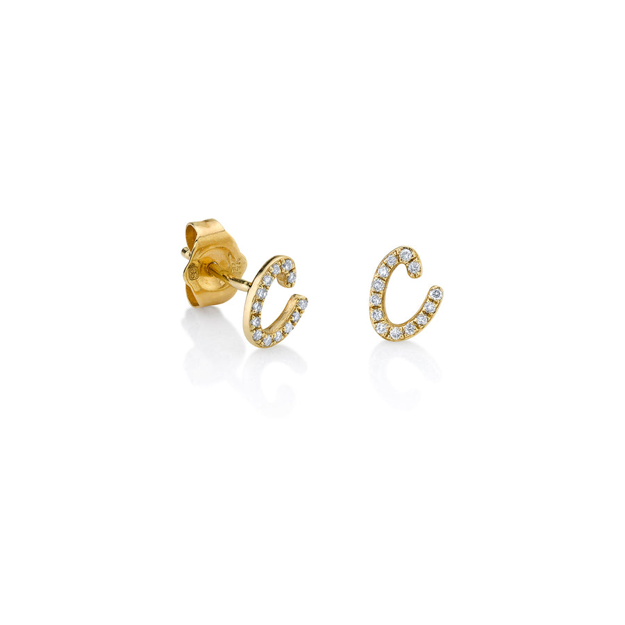 Gold & Diamond Small Initial Stud - Sydney Evan Fine Jewelry