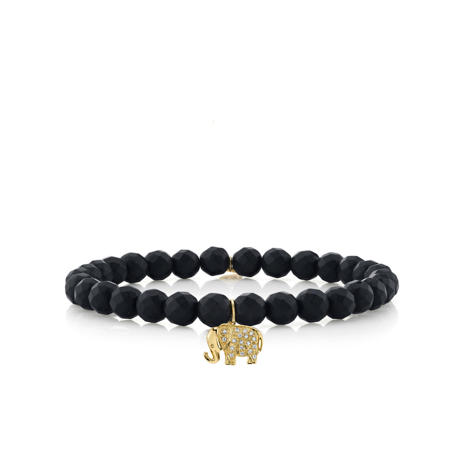 Gold & Diamond Small Elephant on Matte Black Onyx - Sydney Evan Fine Jewelry