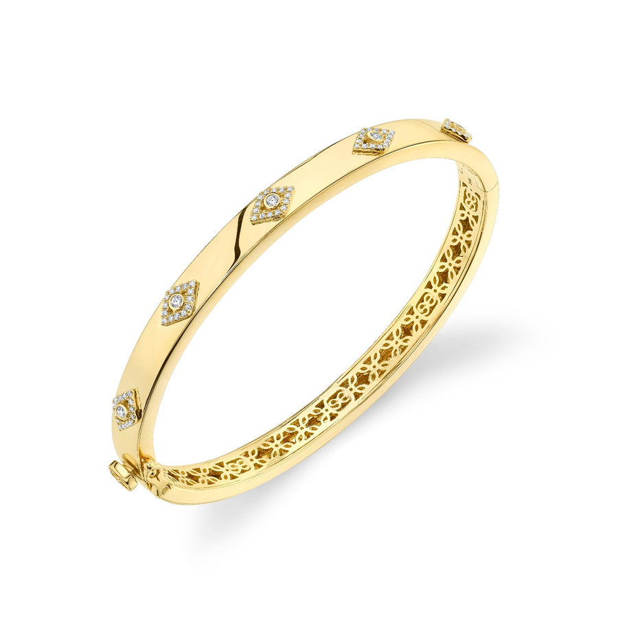 Gold & Diamond Multi Evil Eye Bangle - Sydney Evan Fine Jewelry