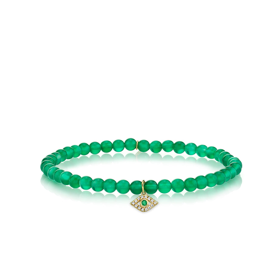 Gold & Diamond Small Evil Eye on Green Onyx - Sydney Evan Fine Jewelry