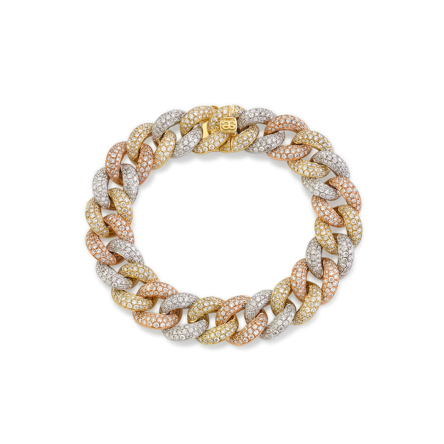 Tri-Tone Gold & Pave Diamond Link Bracelet - Sydney Evan Fine Jewelry