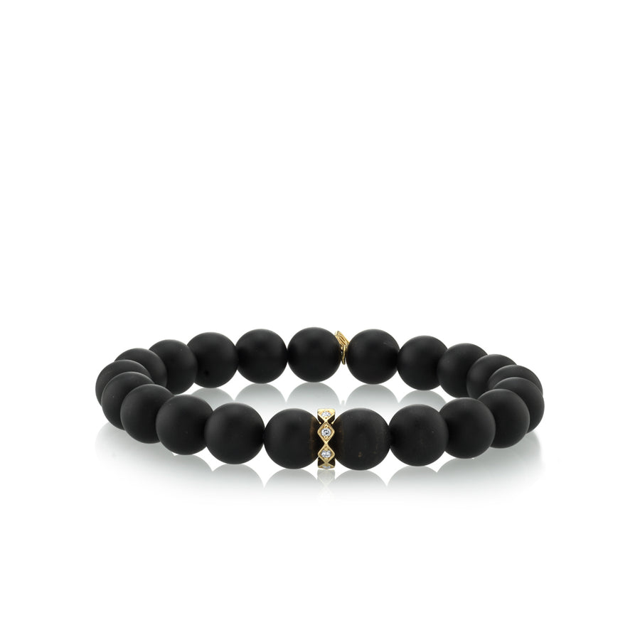 Gold & Diamond Eternity Rondelle on Matte Onyx - Sydney Evan Fine Jewelry