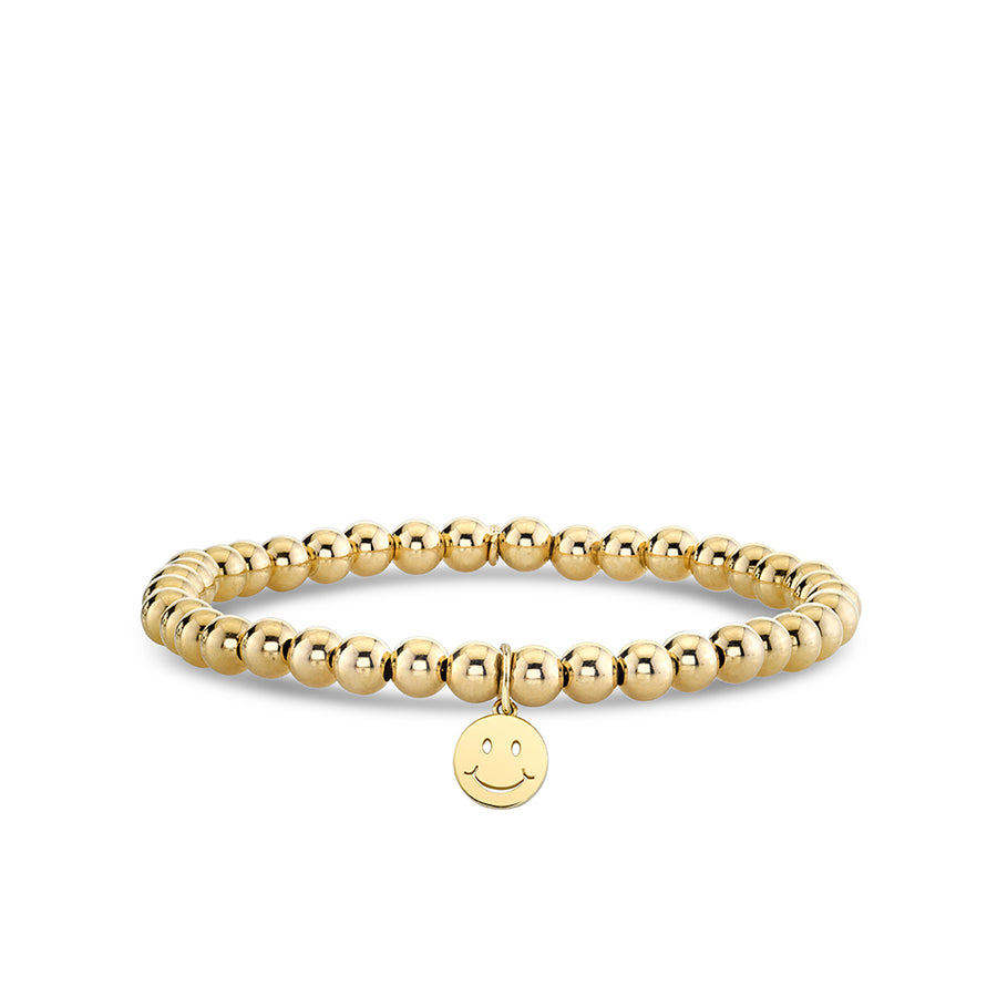 Kids Collection Pure Gold Happy Face on Gold Beads - Sydney Evan Fine Jewelry