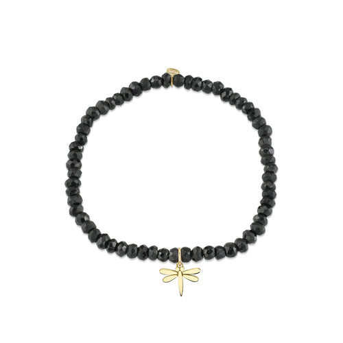 Pure Gold Tiny Dragonfly on Black Spinel