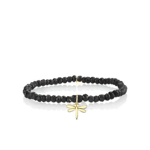 Pure Gold Tiny Dragonfly on Black Spinel