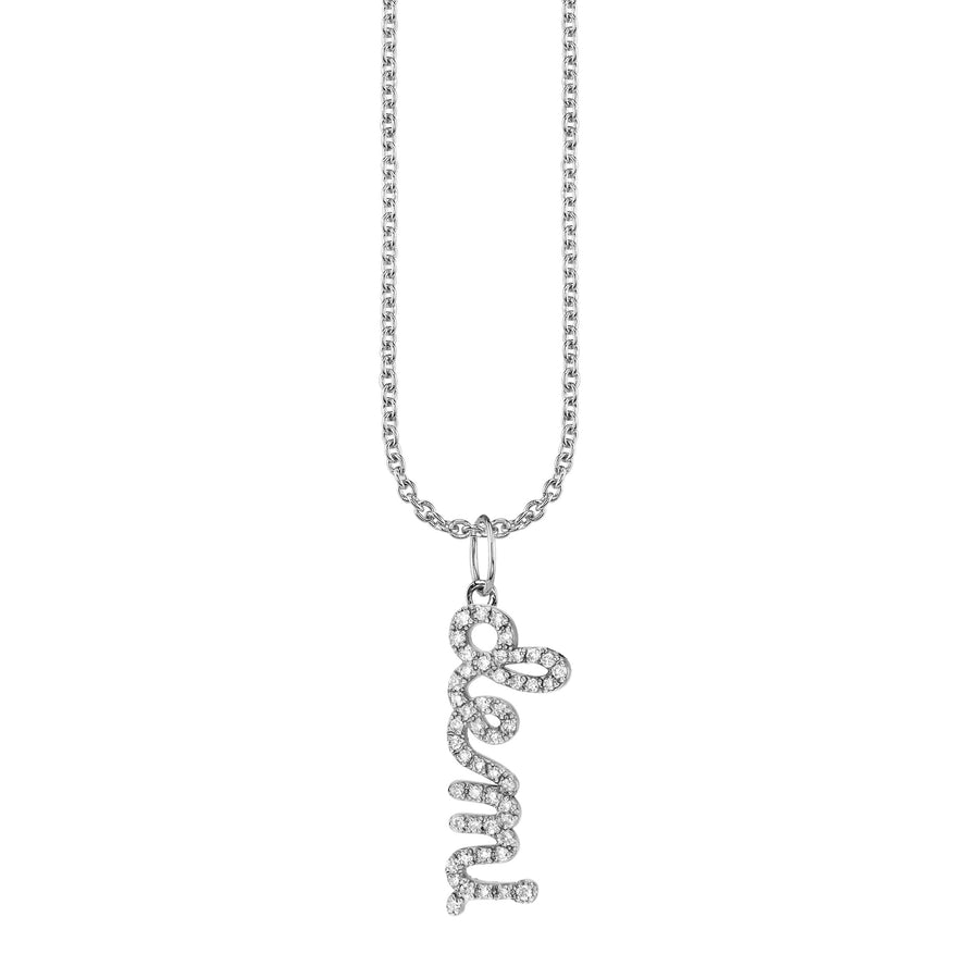 Gold & Diamond Custom Script Charm Necklace - Sydney Evan Fine Jewelry