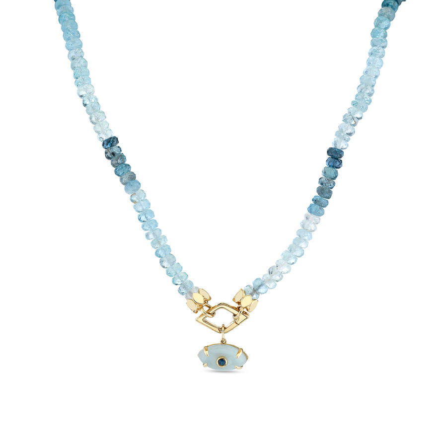 Gold & Sapphire Carved Stone Aqua Necklace - Sydney Evan Fine Jewelry