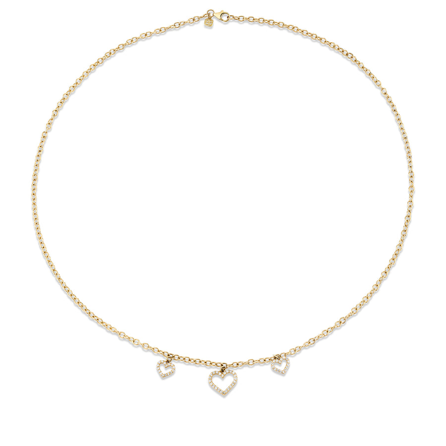 Gold & Diamond Three Heart Necklace - Sydney Evan Fine Jewelry