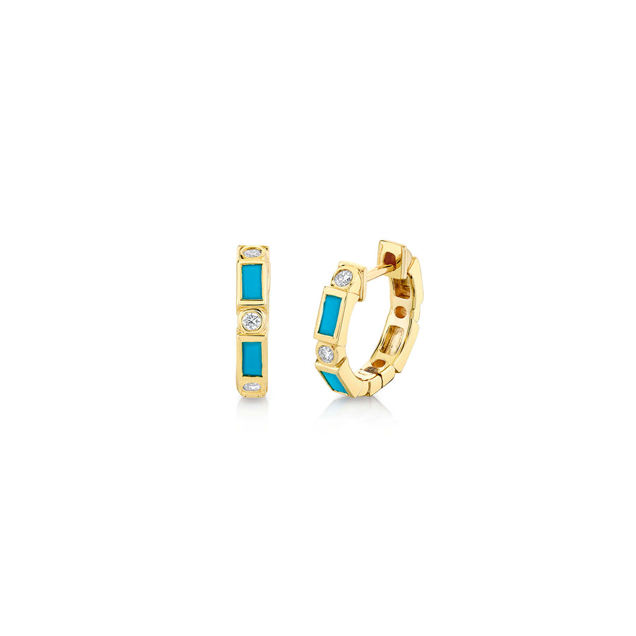 Gold & Gemstone Baguette & Bezel Huggies - Sydney Evan Fine Jewelry