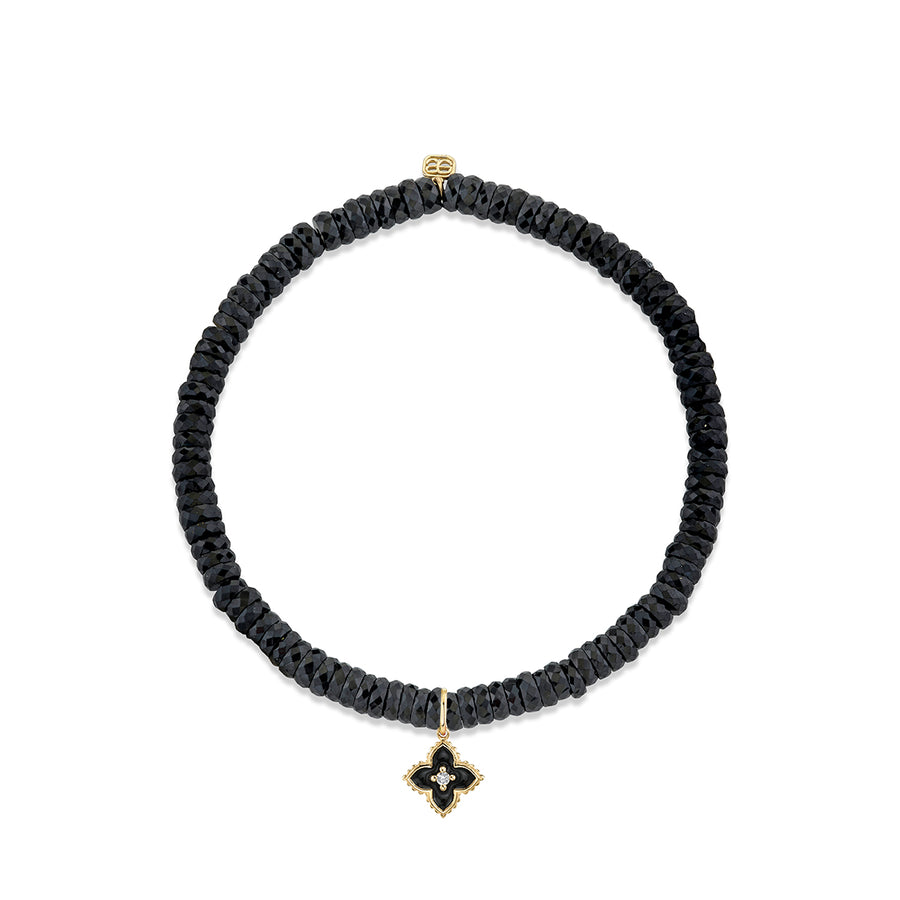 Gold & Diamond Mini Moroccan Flower on Black Spinel - Sydney Evan Fine Jewelry