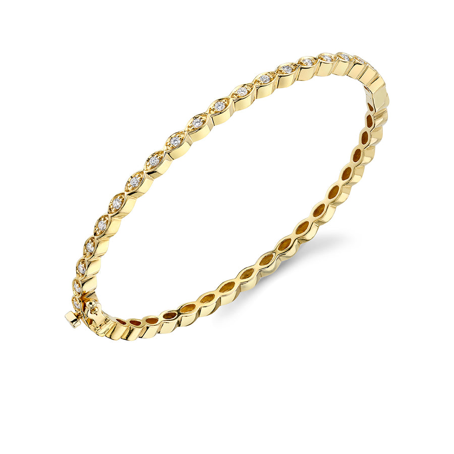 Gold & Diamond Small Marquise Eye Bangle - Sydney Evan Fine Jewelry