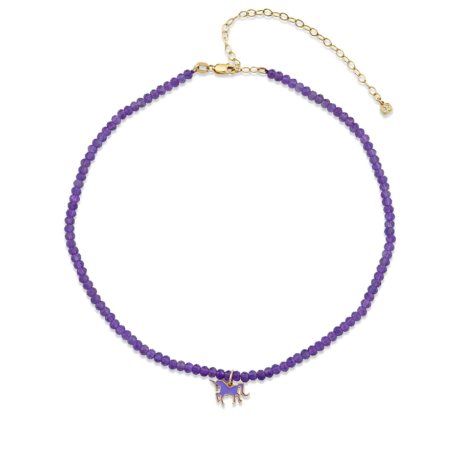 Kids Collection Gold & Enamel Unicorn Amethyst Necklace - Sydney Evan Fine Jewelry