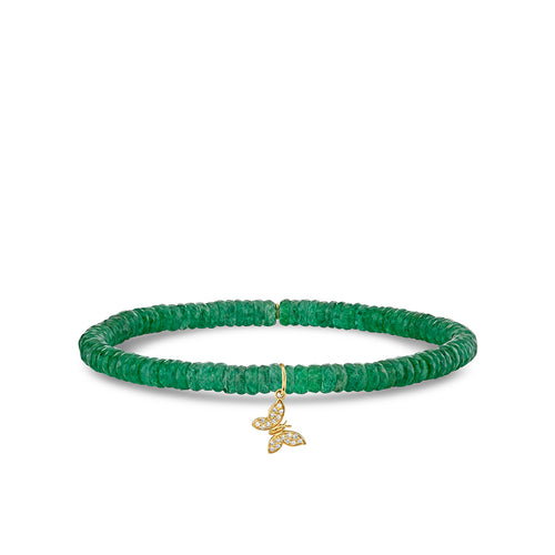Gold & Diamond Tiny Butterfly on Aventurine