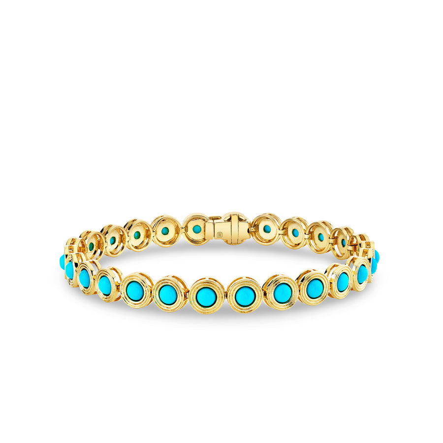 Gold & Turquoise Large Fluted Tennis Bracelet - Sydney Evan Fine Jewelry