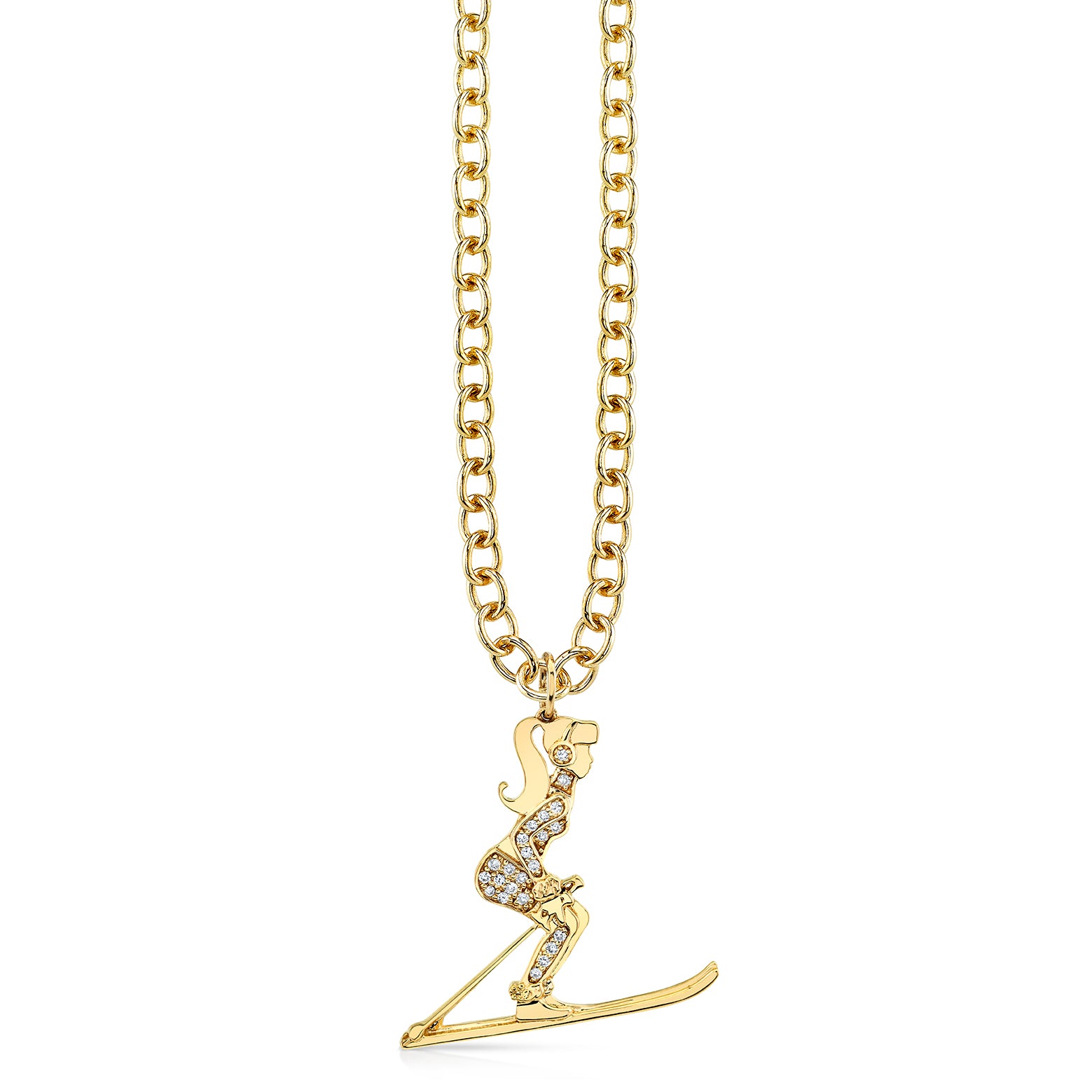 Shop Sydney Evan 14k Gold & Diamond Skiing Girl Charm