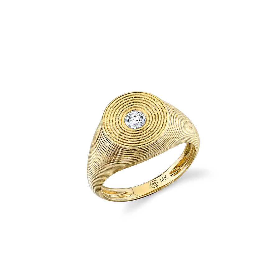 Gold & Diamond Large Fluted Signet Ring - Sydney Evan Fine Jewelry